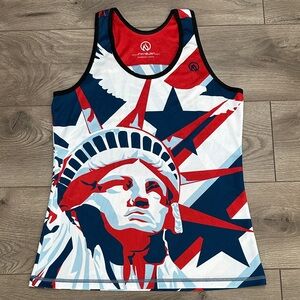 INKnBURN Liberty & Justice Singlet Running Training Tank Red White Blue Large